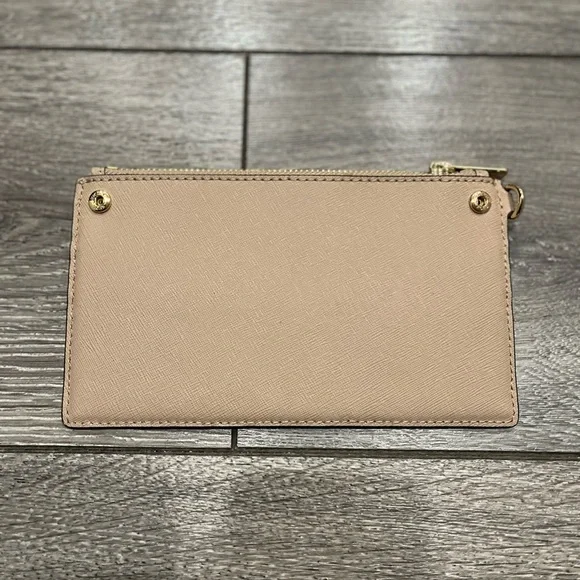 Michael Kors Leather Credit Card Wristlet Tan - Picture 5 of 6